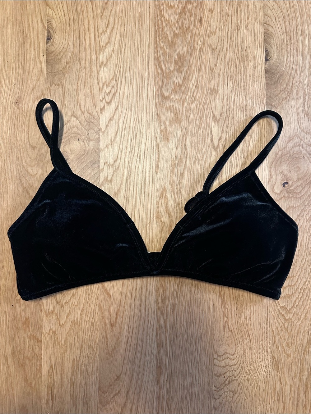 Express Women’s Black Velvet Bikini Top Large With Padding Adjustable Straps